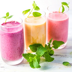 Three smoothies on table