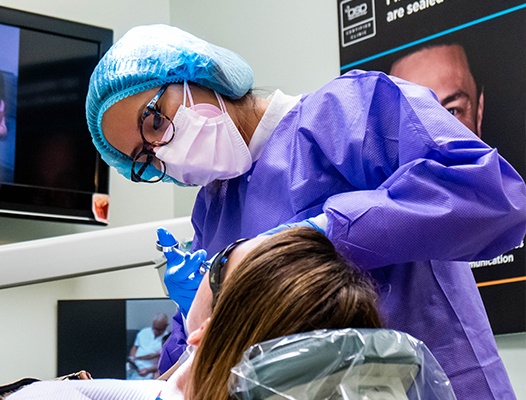 Mother and daughter sharing healthy smiles
