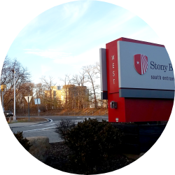 Sign outside of building at Stony Brook School of Dental Medicine