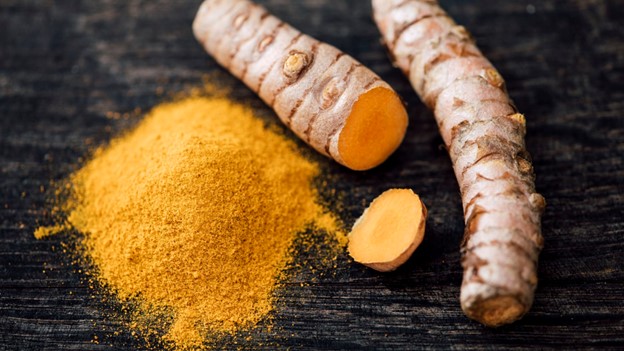 Turmeric as a powder.