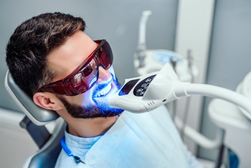 patient getting teeth whitening